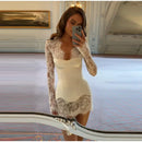 Sexy Lace Dress For Women Strapless Fishbone Corset Slim Waist Long Sleeve Mini Dresses 2026 New Hollow Out Party Two Piece Set