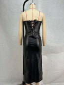 The Mirabelle | Strapless Faux-Leather Party Mini Dress