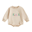 Adorable Bunny Print  with Matching Hat for Infant Baby Girl Boy Easter Outfit Spring Clothing Set
