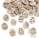25/50Pcs Happy Easter Wooden Eggs DIY Craft Hanging Ornaments Hollowed Wood Chips Easter Party Decorations For Home Kids Gift