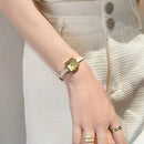 2023 New Women's Quartz Watch Inlaid with Rhinestones Luxury Temperament Retro Elegant Square Case True Pity Gift for Lovers