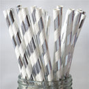 25pcs Foil Gold Silver Disposable Drinking Paper Straws Rainbow for Birthday Wedding Christmas Party Event Supplies