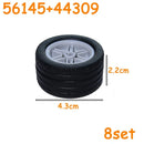 Car Truck Wheels Hub Bricks MOC Technical Tire Wheel Cross Hole Set Motorcycle Tyre & Rim Construction Building Blocks