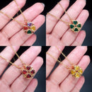 SINLEERY Unusual together 4 crystal heart flower pendant stainless steel necklace gold silver color chain XL333 ZD1 SSK