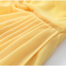 The Aurelian | Butter Yellow Mesh-Spliced Asymmetric Evening Gown