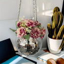 1pc Unique Handcrafted Bohemian-Inspired Hanging Disco Mirror Ball Planter - Self-Watering, Space-Saving, Stylish Home Decor for