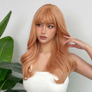 EASIHAIR Light Orange Synthetic Wigs Long Wavy Ombre Natural Hair Wigs with Bangs for Women Cosplay Lolita Wig Heat Resistant