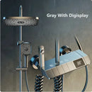 Bathroom Shower Faucet Set 4 Functions Digital Display Shower Thermostat Hot Cold Showers Mixer Pressure Discharge Copper Taps