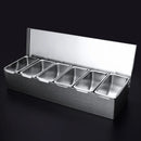 6 Compartment Trays Stainless Steel Detachable Topping Station Plastic Pizza Ingredients Condiment Dispenser Reusable For Home
