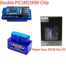 最新双PIC18f25K80芯片ELM327 V1.5 适用于IOS安卓蓝牙5.1汽车扫描仪OBD2黑色双PCB汽车测试仪诊断工具
