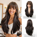 EASIHAIR Light Orange Synthetic Wigs Long Wavy Ombre Natural Hair Wigs with Bangs for Women Cosplay Lolita Wig Heat Resistant