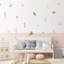 Boho Cartoon Pattern Mushroom Leaves Nursery Wall Decals Removable DIY Vinyl Wall Sticker Kids Room Interior Home Decor Gifts