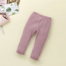 Infant Baby Girls Boys Leggings with Vertical Pattern, Elastic Waist Adjustable Solid Color Simple Spring Clothing 0-18M
