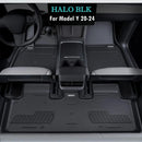 HALO BLK 特斯拉 Model Y 2024-2020 汽车脚垫，全天候保护 Model Y 双层 TPE 脚垫
