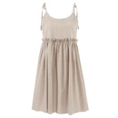 Cotton Linen Suspender Dress Spring and Summer Women's Beach Style Fake Casual Loose Soft Ruffled Edge A-line Suspender Dress