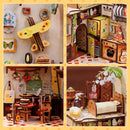 CUTEBEE DIY Book Nook Miniature Dollhouse Booknook with Touch Light Dust Cover Bookshelf Insert for Decor Gifts Mole's Apartment