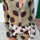 Polka Dots Print Detachable Scarf Sling Dress 2026 New Ladies Slim V-neck Spaghetti Strap Long Robes Women's Beach Dresses