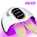 66颗大功率UV LED美甲灯，用于烘干指甲凝胶抛光剂，便携式设计，带大尺寸LCD触摸屏智能感应美甲灯