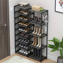 9-Tier Tall Shoe Rack, Large Capacity Organizer with Hooks, Vertical Free-Standing Heavy Duty Rack, Holds 24-35 Pairs, Black