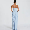 The Aurelian | Butter Yellow Mesh-Spliced Asymmetric Evening Gown