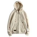 Autumn Winter American Retro Heavyweight Long Sleeved Hooded Hoodies Men's Simple Thickened Velvet Casual Cardigan Sweatshirts