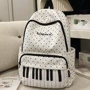 New Large Capacity Polka Dot Backpack Multifunctional Lightweight Piano Key Backpack Black Piano Mochilas Sports