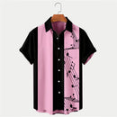 2024 New Men's Shirt Summer Bowling Shirt Note Pattern Printed Daily Short Sleeve Button Comfortable Casual Men's Clothing