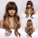 EASIHAIR Light Orange Synthetic Wigs Long Wavy Ombre Natural Hair Wigs with Bangs for Women Cosplay Lolita Wig Heat Resistant