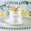 Custom Logo Wedding Favors Gift Box With Ribbon Candy Boxes For Christening Baby Shower Birthday Event Party Supplies