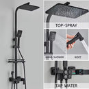 4-Function Button Digital Display Shower Faucet Set Chrome Rain Shower Column Constant Temperature Shower Wall Mounted