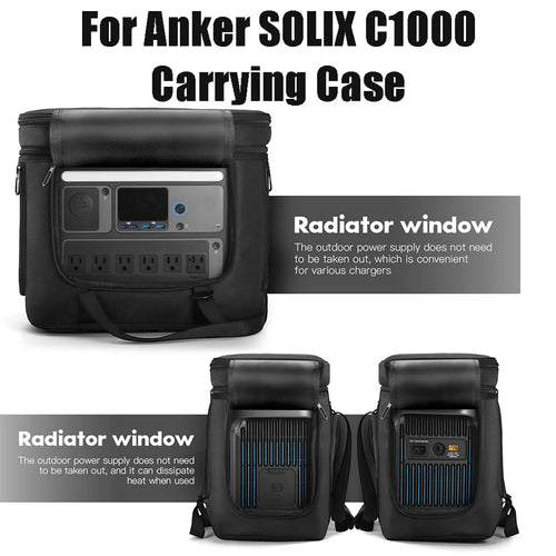 Carrying Case for Anker SOLIX C1000 Portable Power Station Bag Waterproof Anti-drop with Shoulder Strap & Handle Storage Case