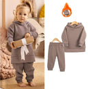 2026 New Arrivals Little Girls Clothing Tracksuit 2 Pieces Set Warm Fleece Plain Top Sweatshirt+Pants Loungewear Suit For Kids