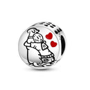 Silver Plated Boy Girl Couple Lovers Beads Charms Zirconium Dangle Fit Original Pandora Bracelet Necklace Jewelry Women Gift