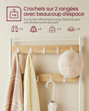 VASAGLE 3 in 1 Coat Stand with Shoe Rack, Steel Frame, 32 x 70 x 175 cm