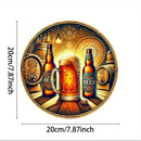 Fresh Beer Barrel & Wooden Table Wall Decor - 7.8" HD 2D Aluminum Metal Sign for Home, Garden, Porch - Perfect Gift