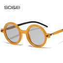 SO&EI Ins Popular Fashion Round Sunglasses Women Retro Double Color Clear Lens Eyewear Men Trending Shades UV400 Sun Glasses