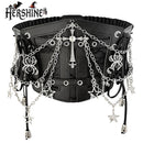HERSHINE Women's Fashion Cross Chain Elastic Wide Belt, Y2K Gothic, Punk, Harajuku, Rock, Hip Hop Accessories，spring，summer