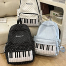 New Large Capacity Polka Dot Backpack Multifunctional Lightweight Piano Key Backpack Black Piano Mochilas Sports