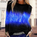 Long Sleeve Gradient Pattern Women Fashion T-Shirts Spring Autumn 3D Tie-dye Print Street Ladies Tees 6XL Big Size Casual Tops