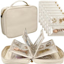 Travel Jewelry Organizer Case,Jewelry Bags Jewelry Storage Book Binder with Clear Zipper Velvet Pouch for Traveling,Earrings