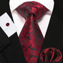 Blue Green Paisley Neck Ties For Men Luxury 8cm Wide Silk Wed Tie Pocket Square Cufflinks Tie clips Set Christmas Gifts For Men