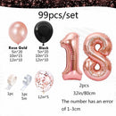 99pcs Rose Gold 18th Birthday Happy Balloon Set suitable for birthday parties and adult decorations