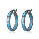 CiNily White Fire Opal Hoop Earrings With Stone Silver Plated Small Round Circle Chic Summer Punk Jewelry Best Gifts for Woman