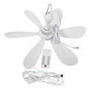 XIAOTREE USB Ceiling Fan DC 5V Air Circulator Fan 6 Detachable Blades Portable Hanging Ceiling Fans Camping Fan for RV & Home