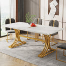 Tribesigns 63-Inch Rectangular Dining Table for 4 to 6, Modern Kitchen Table with Faux Marble Table Top, White Dinner Tables