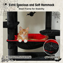 Multi-Level Cat Tree Tower with Scratching Posts&Board, Hammock, Cat Condo, Spacious Top Perch,Dangling Balls for Indoor Cats