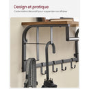 VASAGLE Wall Mounted Coat Rack with Storage Shelf, Wall Shelf with 5 Removable Hooks, Hanging Shelf with Rod, for Entryway
