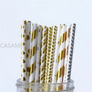 25pcs Foil Gold Silver Disposable Drinking Paper Straws Rainbow for Birthday Wedding Christmas Party Event Supplies