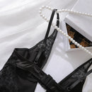 Ellolace Sexy Deep-V Neck Satin Dress Sexy Lingerie Lace Patchwork Split Sissy Night Dress Women Slip Dress Silk Nightwear
