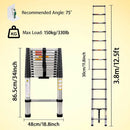 Ladders Extendable Telescopic 2.6M-5M Heavy Duty Multi Purpose Straight Loft Ladder Portable Folding Stainless Steel Ladder Tool